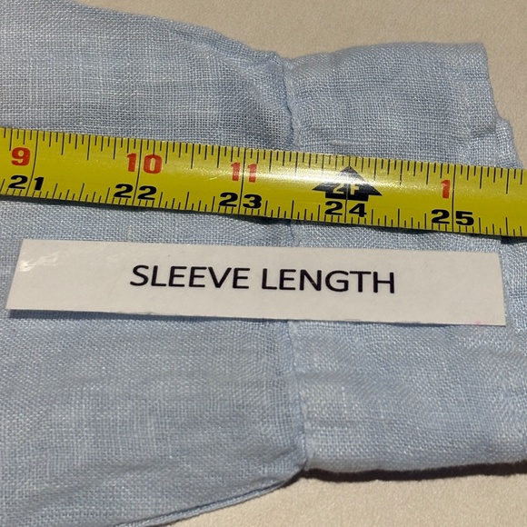 Puro Lino Mens Long Sleeve Button Down Shirt 100% Linen Sz L Blue Beachy Classic - Picture 6 of 8